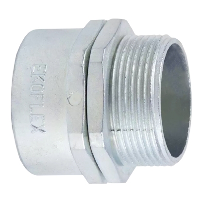 Conector Eletroduto Macho Latão Zincado 1.1/4 Polegadas Rosca Bsp Reto Giratório Kmzgl - Ekoflex