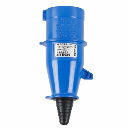 Plug Macho Industrial 2p+T 16A Newkon Azul N3076 - Steck