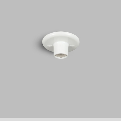 Plafonier Sobrepor Redondo Com Soquete De Porcelana Para 1 Lâmpada E27 Branco Bronzearte