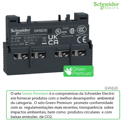 Bloco De Contato Auxiliar Instantâneo Para Disjuntor Frontal 2Na GVAE20 - Schneider Electric