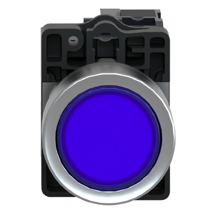 Botão Comando Pulsador Faceado luminoso Redondo 22mm Azul Retorno Por Mola 1na 24vca/cc XA2EW36B1 - Schneider Electric