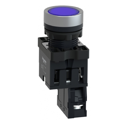 Botão Comando Pulsador Faceado luminoso Redondo 22mm Azul Retorno Por Mola 1na 24vca/cc XA2EW36B1 - Schneider Electric
