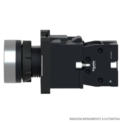 Botão Comando Pulsador Faceado luminoso Redondo 22mm Branco Retorno Por Mola 1na 24vca/cc XA2EW31B1 - Schneider Electric