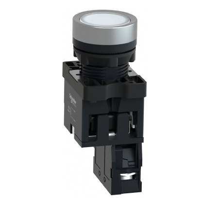 Botão Comando Pulsador Faceado luminoso Redondo 22mm Branco Retorno Por Mola 1na 24vca/cc XA2EW31B1 - Schneider Electric
