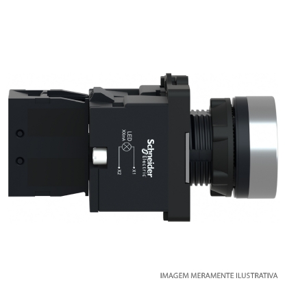 Botão Comando Pulsador Faceado Luminoso Redondo 22mm Verde Retorno Por Mola 1na 24vca/cc XA2EW33B1 - Schneider Electric