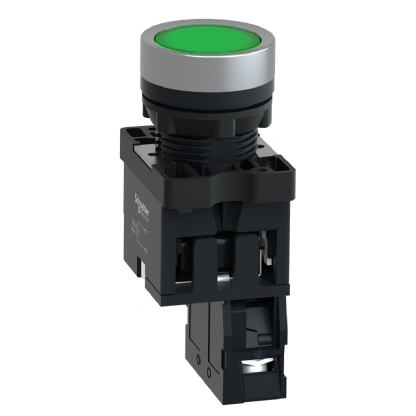 Botão Comando Pulsador Faceado Luminoso Redondo 22mm Verde Retorno Por Mola 1na 24vca/cc XA2EW33B1 - Schneider Electric
