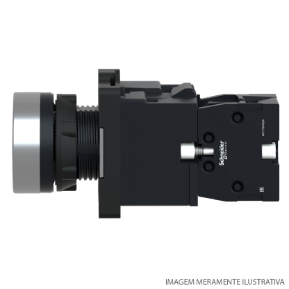 Botão Comando Pulsador Faceado luminoso Redondo 22mm Vermelho Retorno Por Mola 1na 24vca/cc XA2EW34B1 - Schneider Electric