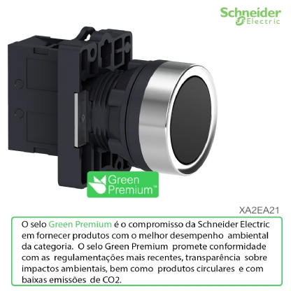 Botão Comando Faceado Impulsão Preto Redondo 22mm 1na XA2EA21 - Schneider Electric