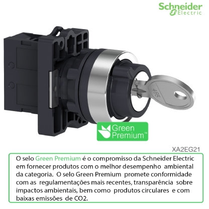 Botão Comutador Com Chave 22mm 2 Posições Fixas 1Na Preto XA2EG21 - Schneider Electric