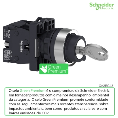 Botão Comutador Com Chave 22Mm 2 Posições Fixas 2Na Preto XA2EG43 - Schneider Electric