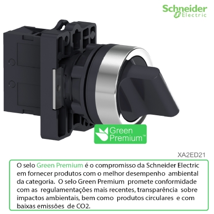 Botão Comutador Knob Curto 22,5mm 2 Posições Fixas 1Na Preto XA2ED21 - Schneider Electric