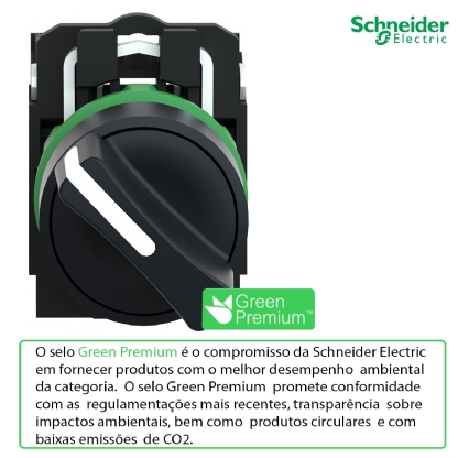 Botão Comutador Knob Curto 22,5mm 2 Posições Fixas 1Na+1Nf Preto XB5AD25 - Schneider Electric