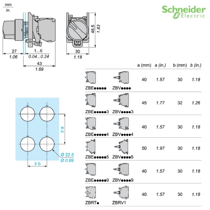 Botão Comutador Knob Curto 22mm 2 Posições Fixas 1Na+1Nf Preta XB4BD25 - Schneider Electric