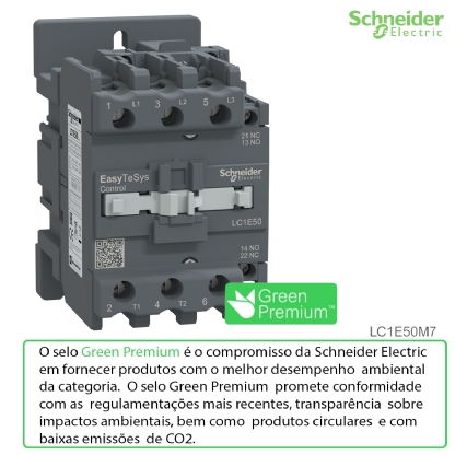 Contator Potência Tripolar 50A 220V 1Na+1Nf 50/60Hz LC1E50M7 - Schneider Electric