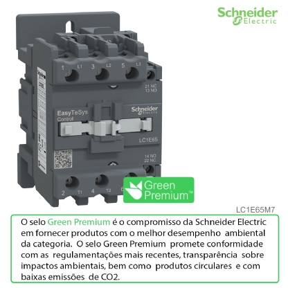Contator Potência Tripolar 65A 220Vca 1Na+1Nf 50/60Hz LC1E65M7 - Schneider Electric