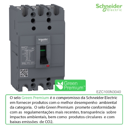 Disjuntor Caixa Moldada Tripolar 40A 18Ka 380/415V EZC100N3040 - Schneider Electric