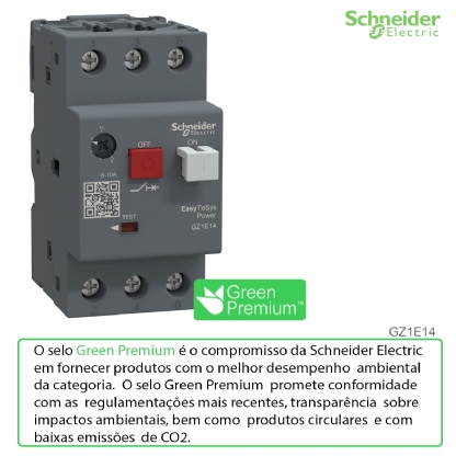 Disjuntor Motor Tripolar Termomagnético 10A 6-10A 100Ka 400/415V GZ1E14 - Schneider Electric