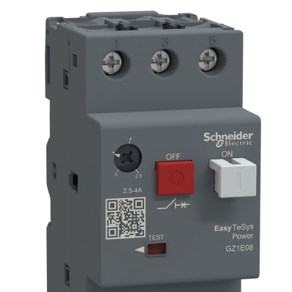 Disjuntor Motor Tripolar Termomagnético 2,5-4a 100Ka 400/415V GZ1E08 - Schneider Electric