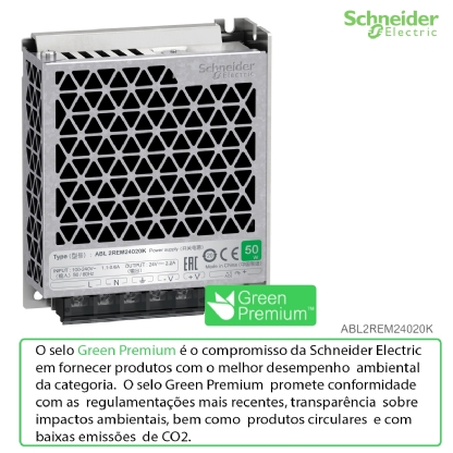 Fonte De Alimentação Chaveada S=24Vcc 50W 2.2A 110/220Vac Monofásico ABL2REM24020K - Schneider Electric