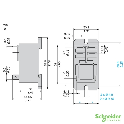 Relé De Potência Industrial 6 Pinos 30A 2NA 230VCA RPF2AP7 - Schneider Electric