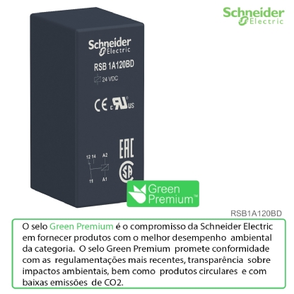 Relé De Interface Mini 12A 24Vcc 1Naf RSB1A120BD - Schneider Electric