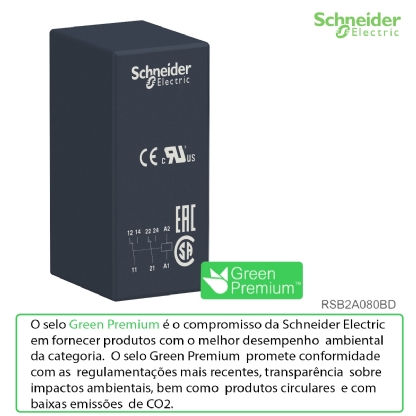 Relé De Interface Mini 8A 24Vcc 2naf RSB2A080BD - Schneider Electric