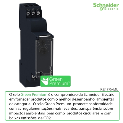 Relé Temporizador Modular 24Vcc 24-240Vca Função Dupla RE17RAMU - Schneider Electric