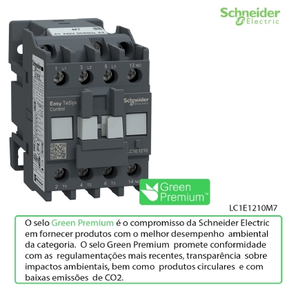 Contator Potência Tripolar 12A 220V 1Na 50/60Hz Cinza LC1E1210M7 - Schneider Electric