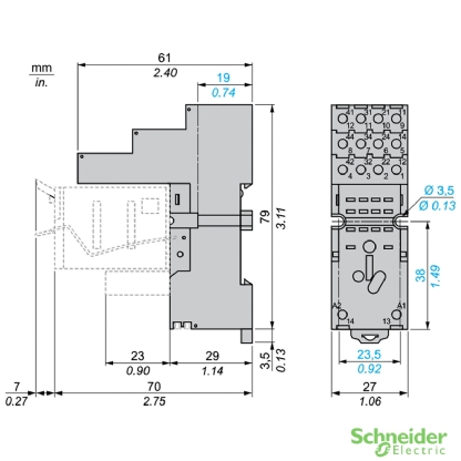 Base Relé Industrial Rxm/Relx 10A 250V 4 Reversíveis Trilho Din RXZE2S114M - Schneider Electric