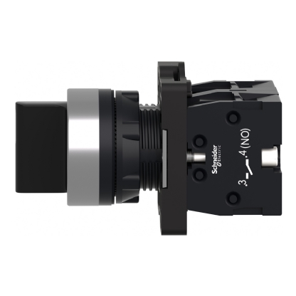 Botão Comutador Knob Curto 3 Posições Reto 45G 22,5mm Plástico Preto 2Na XA2ED53 - Schneider Electric