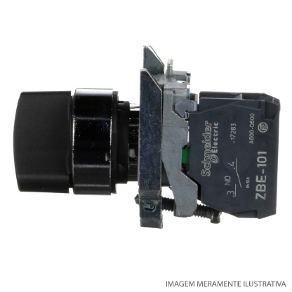 Botão Comutador Knob Curto 2 Posições Fixas 90G 22mm Metálico Preto 1Na XB4BD21 - Schneider Electric