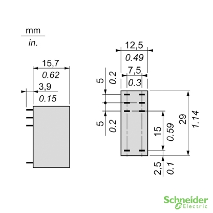 Relé Interface Mini 8A 220V 2Naf 50/60Hz Ip40 Preto RSB2A080M7 Harmony - Schneider Electric