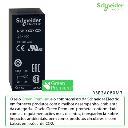 Relé Interface Mini 8A 220V 2Naf 50/60Hz Ip40 Preto RSB2A080M7 Harmony - Schneider Electric