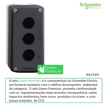 Botoeira Comando Vazia 3 Furos 22mm Policarbonato Cinza Ip66/Ip67/Ip69/Ip69K XALD03 - Schneider Electric