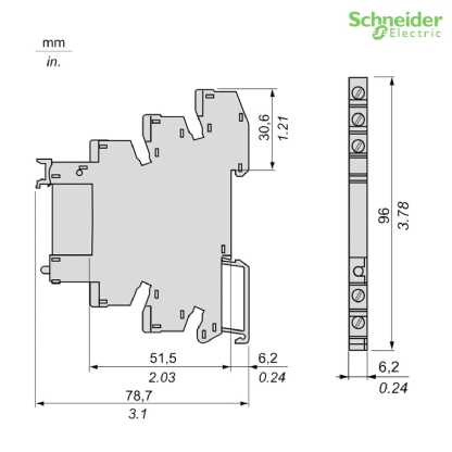 Relé Interface Acoplado 6A 230Vac/Cc 1Naf Com Led Ip40 RSL1PVPU Zelio - Schneider Electric