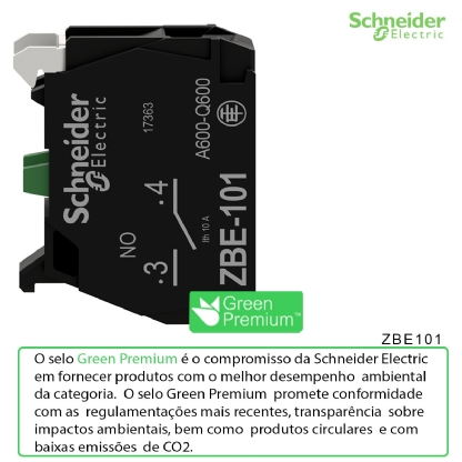 Bloco Contato Auxiliar Para Botão 600V Cinza Frontal 1Na ZBE101 Harmony Xb4/Xb5 - Schneider Electric