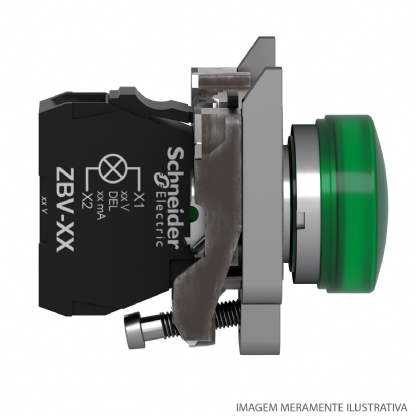 Sinalizador Metálico 110/120Vca Verde Com Led 22mm XB4BVG3 - Schneider Electric