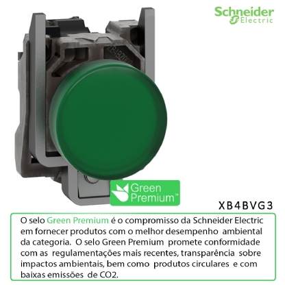 Sinalizador Metálico 110/120Vca Verde Com Led 22mm XB4BVG3 - Schneider Electric
