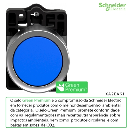 Botão Plástico Faceado Impulsão 1Na 22mm Azul XA2EA61 - Schneider Electric
