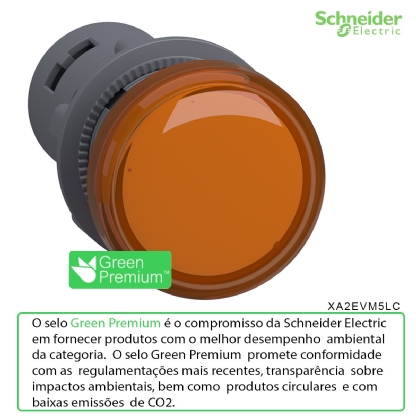 Sinaleiro Monobloco Iluminado Redondo 22mm 220V Plástico Led Âmbar Ip65 XA2EVM5LC - Schneider Electric