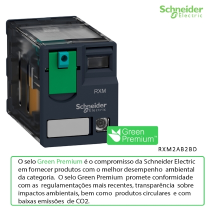 Relé Miniatura 24Vcc Plug-In Com Led 12A 2Nanf RXM2AB2BD - Schneider Electric