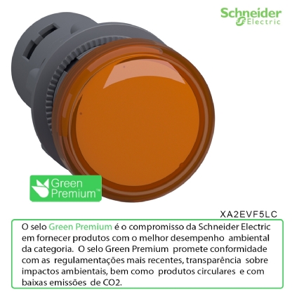 Sinaleiro Monobloco Iluminado Redondo 22mm 110Vca/Cc Led Âmbar Ip65 XA2EVF5LC - Schneider Electric