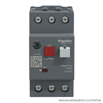 Disjuntor Motor Tripolar 2,5A 1,6-2,5A 440V 100Ka 400/415V 50/60Hz Ip20 GZ1E07 Easypact Tvs Schneider Electric