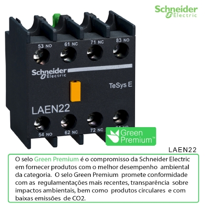 Bloco Contato Auxiliar Para Contator Frontal 2Na+2Nf Cinza Ip20 LAEN22 Easy Tesys Schneider Electric