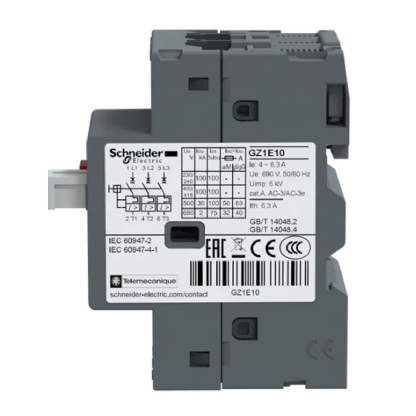 Disjuntor Motor Tripolar 6,3A 4-6,3A 440V 100Ka 400/415V 50/60Hz Ip20 GZ1E10 Easypact Tvs Schneider Electric