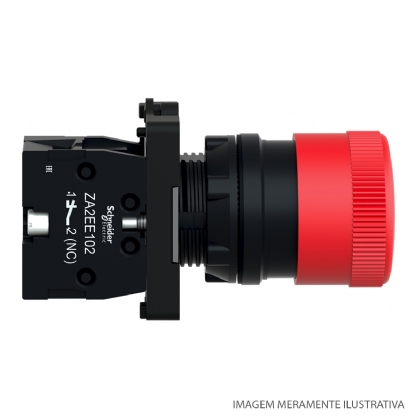 Botão Emergência Cogumelo 30mm Girar Destravar 22mm Plástico Vermelho 1Nf XA2ES442 Easy Harmony Xa2 Schneider Electric