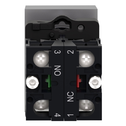 Botão Comando Pulsador Faceado Retangular 22mm Plástico Verde/Vermelho 1Na+1Nf I/O XA2EA7A3415 Easy Harmony Xa2 Schneider Electric