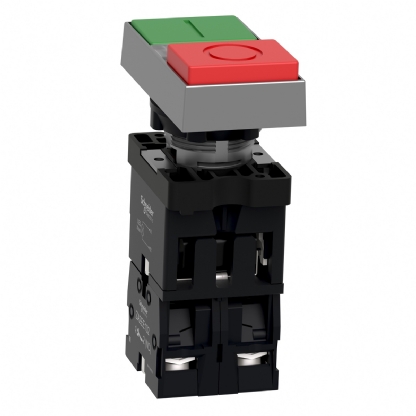 Botão Comando Pulsador Faceado Iluminado 22mm Verde/Vermelho Led 220V XA2EW7L3741M5 - Schneider Electric
