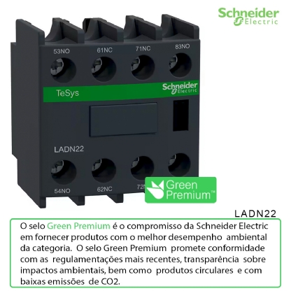 Bloco Contato Auxiliar Para Contator Frontal 2Na+2Nf Cinza Escuro Ip20 LADN22 Schneider Electric