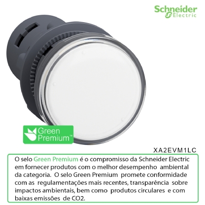 Sinaleiro Monobloco Iluminado Redondo 22mm 220V Plástico Led Branco XA2EVM1LC - Schneider Electric